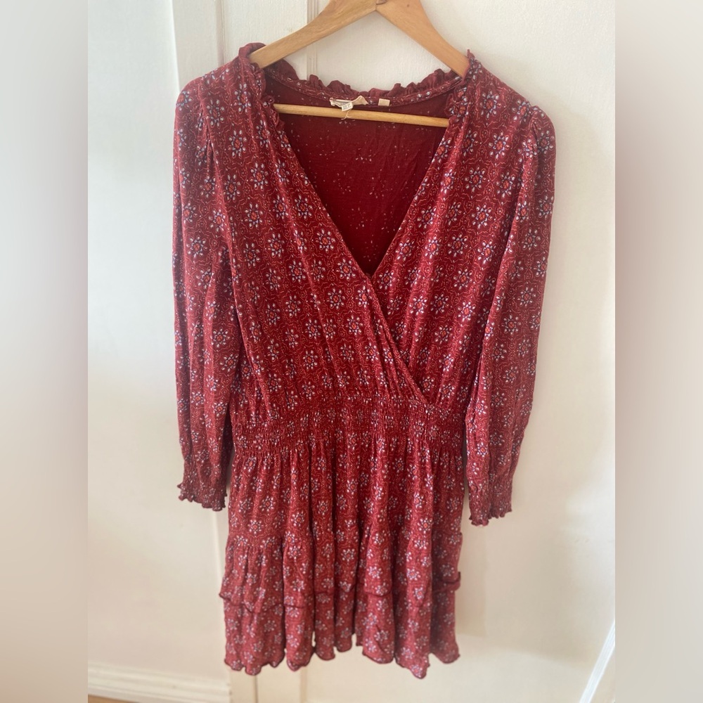 Red Fat Face Mini Ruffle Dress Size 8